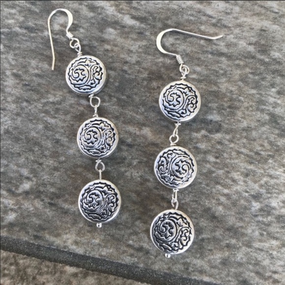 Jewelry - 1 avail-long coin Tibetan silver earrings